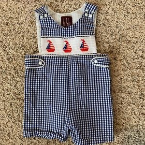 Lil Cactus smocked American flag gingham jon jon